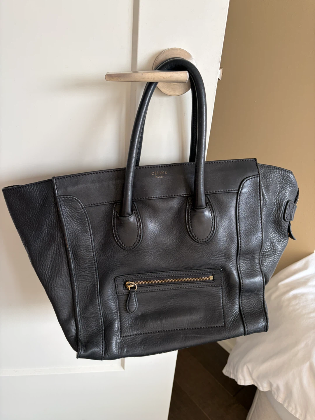 Celine Black Leather Luggage Tote Bag - photo 2