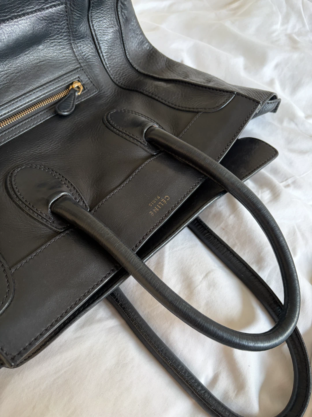 Celine Black Leather Luggage Tote Bag - photo 3