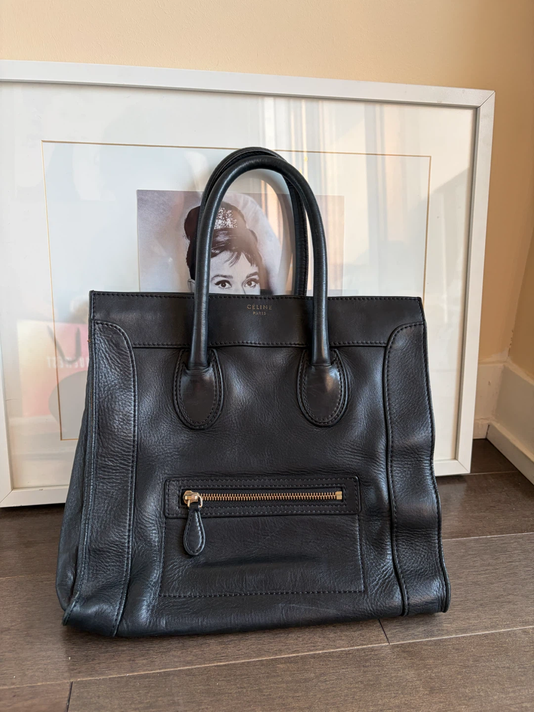 Celine Black Leather Luggage Tote Bag - photo 4