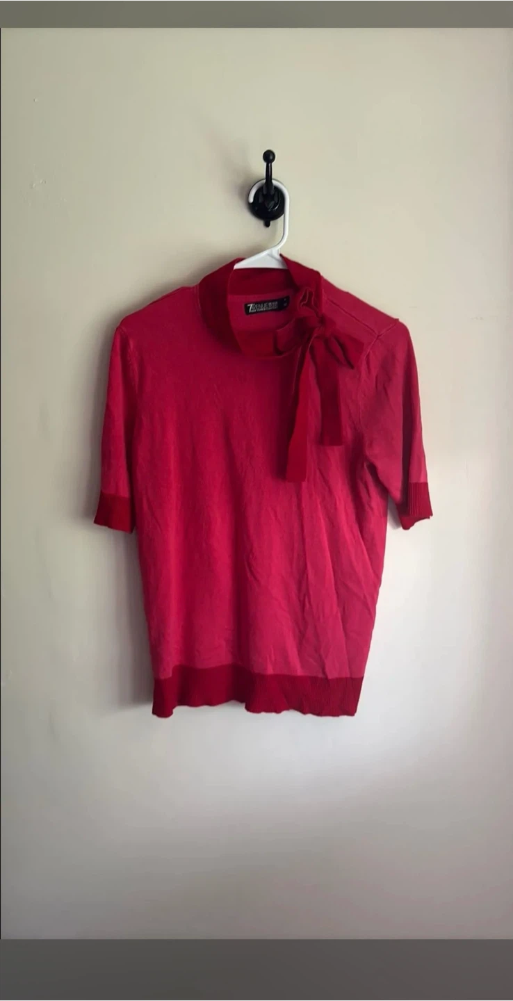 7th Ave New York & Company Pink Knit Top with Bow