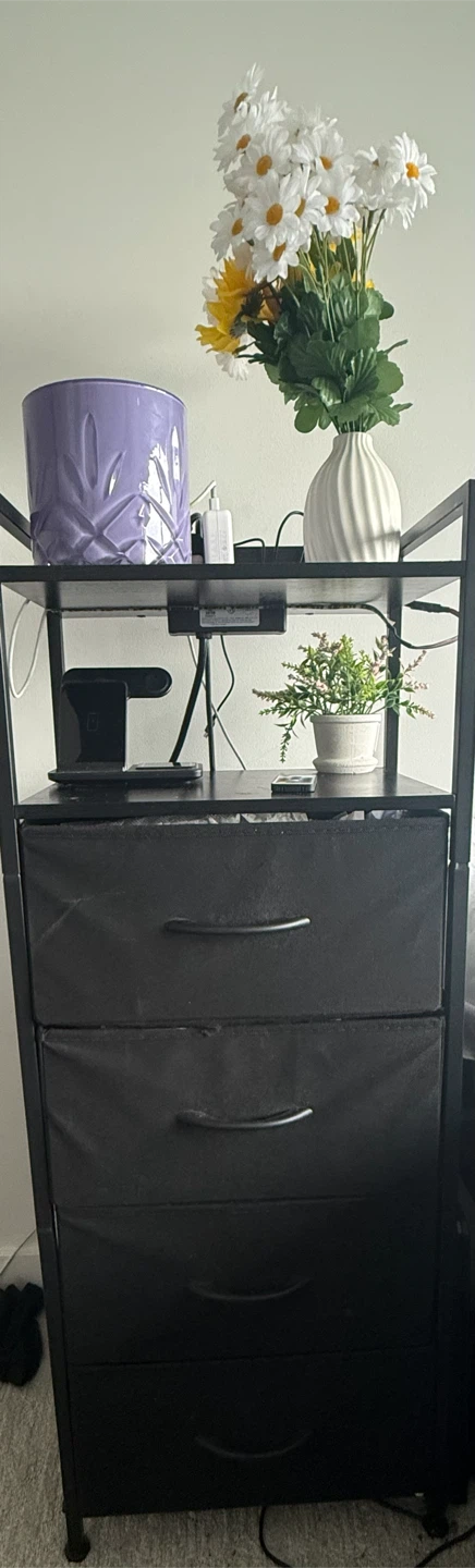 Black 3-Drawer Bedside Table with LED Lights