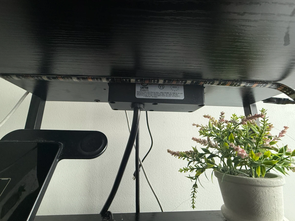 Black 3-Drawer Bedside Table with LED Lights - photo 3
