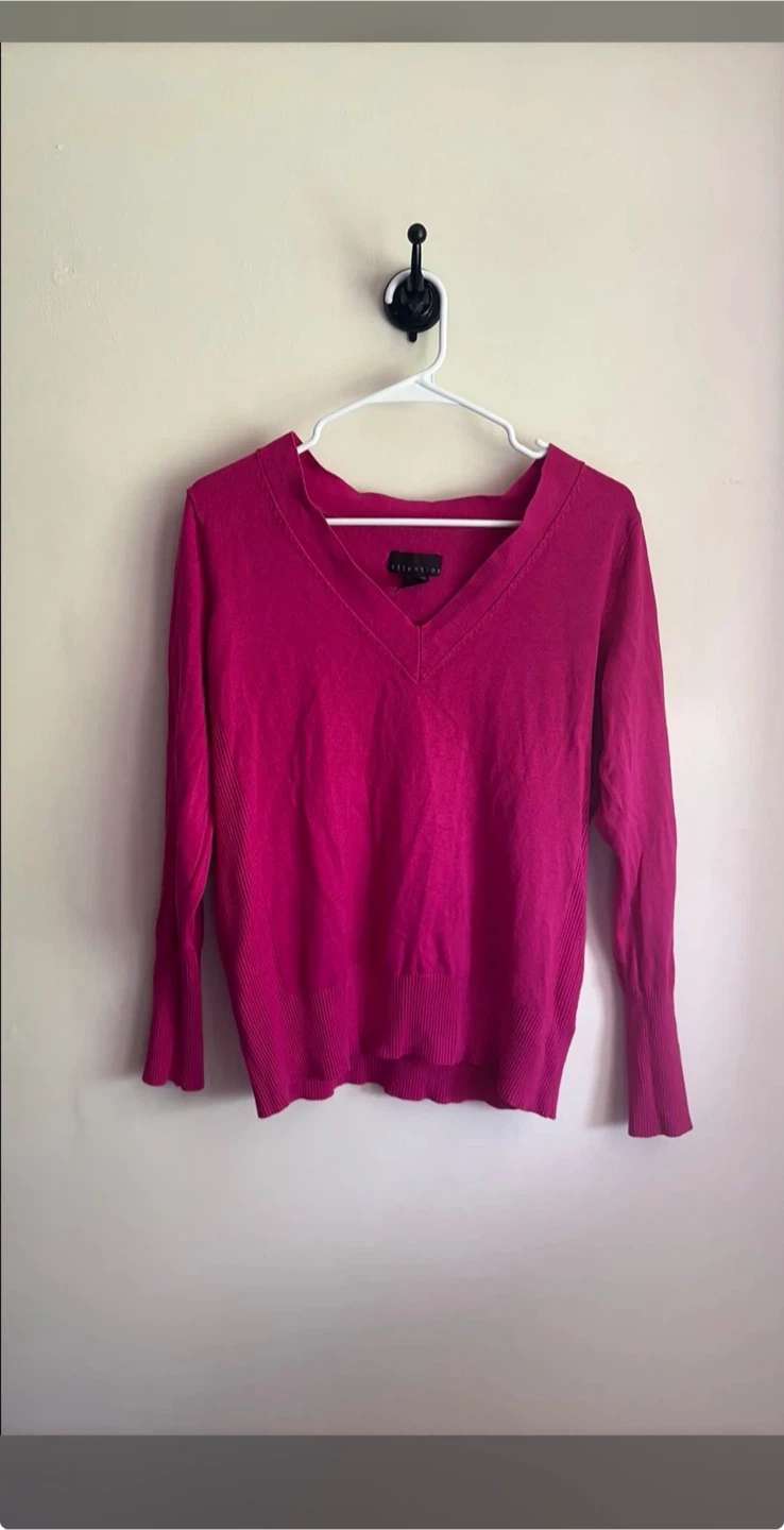 Hot Pink V-Neck Sweater