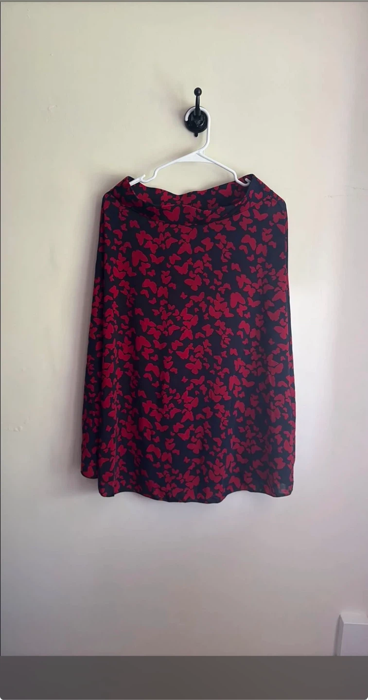 Red and Navy Butterfly Print Skirt