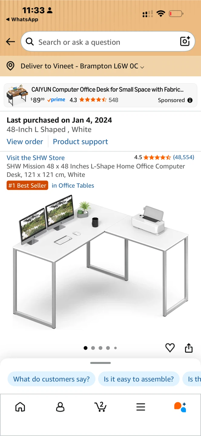 SHW Mission L-Shape Home Office Computer Desk