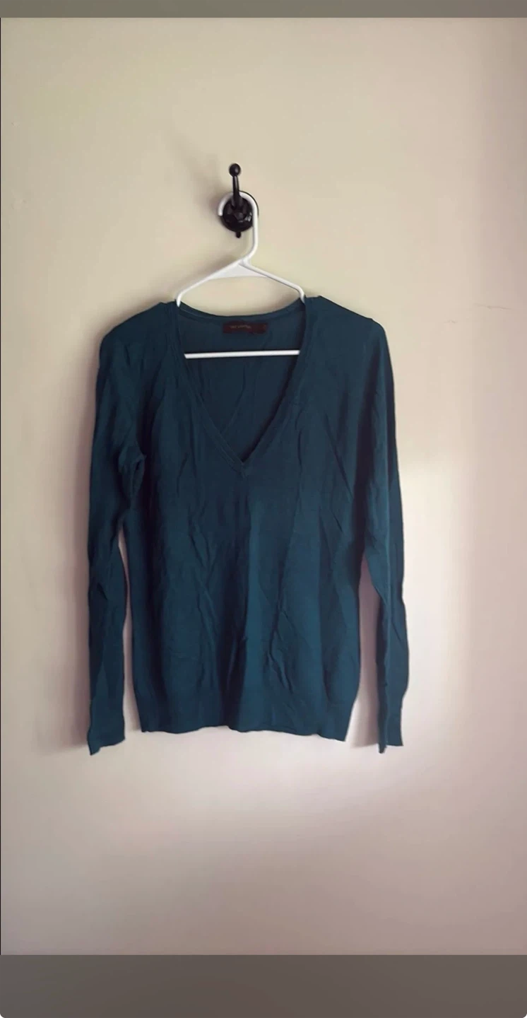 Teal V-Neck Long Sleeve Sweater