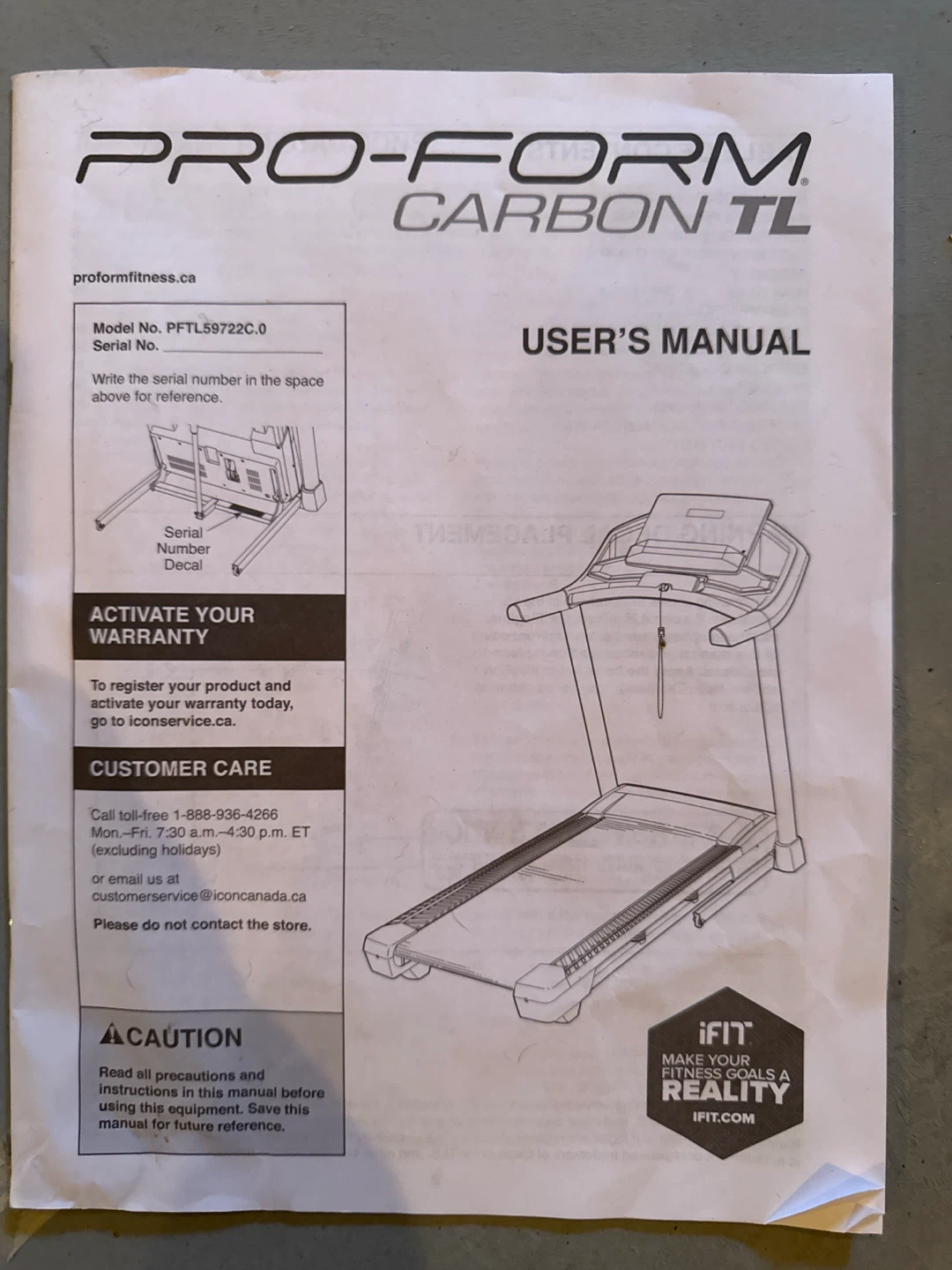 Pro-Form Carbon TL Treadmill. FREE works perfectly! - photo 3