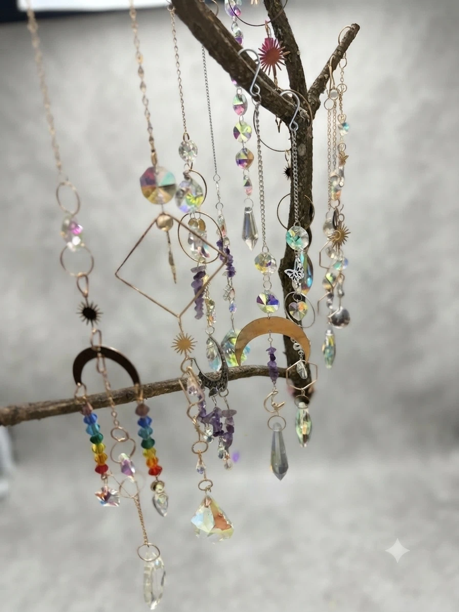 Sun Catcher Charm with Moon, Stars, and Crystals - photo 2