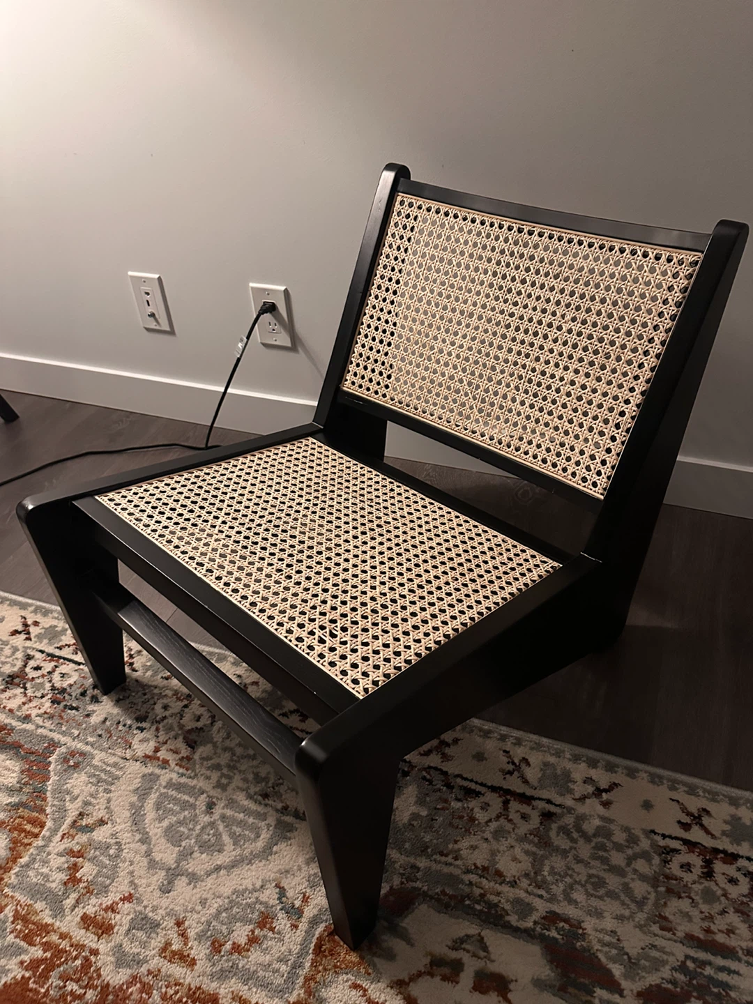 Black Wooden Cane Lounge Chair - photo 2