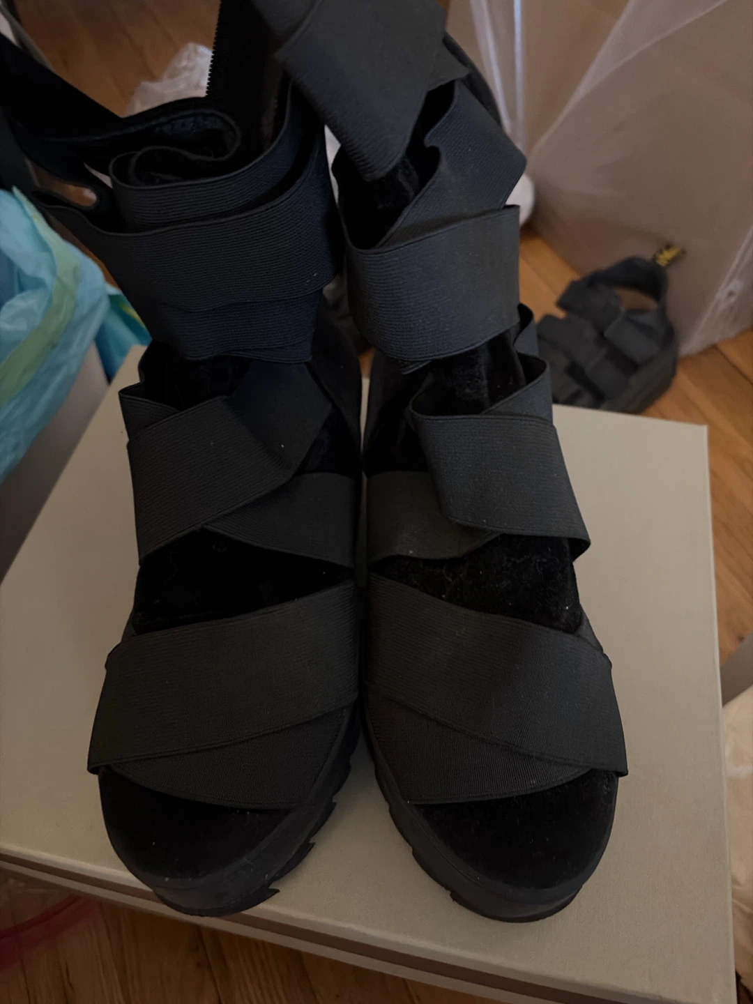 Black Strappy Platform Sandals