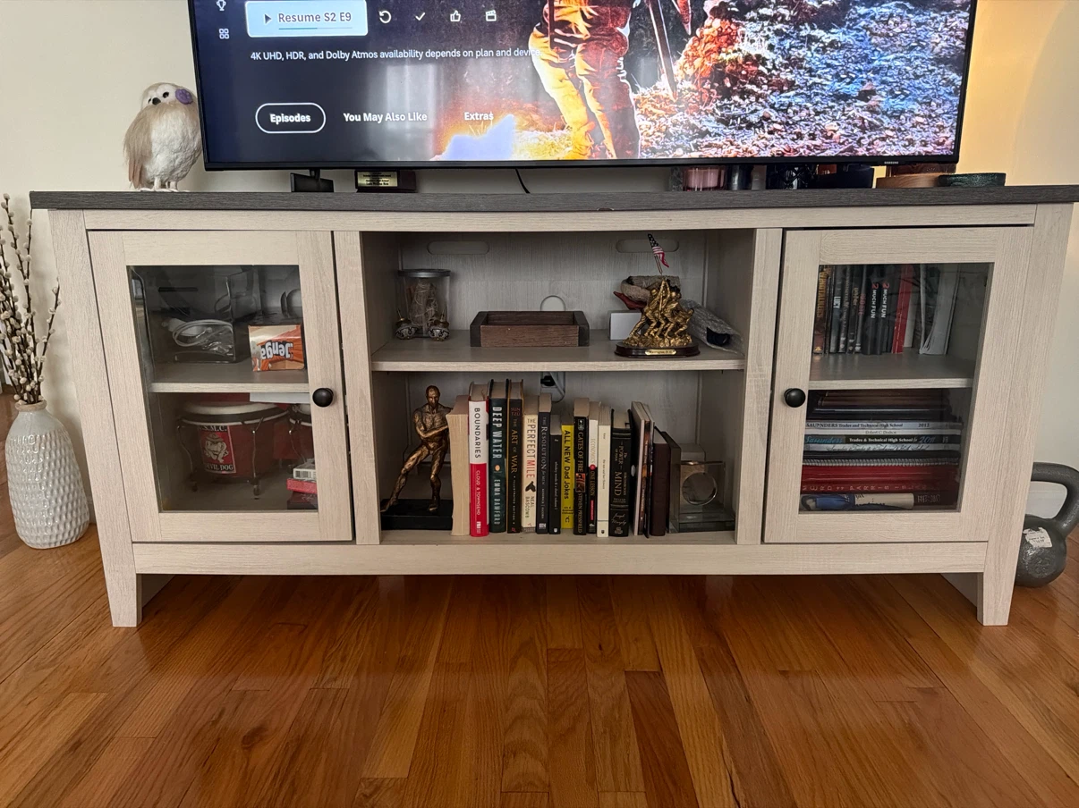 Gray and White Two-Tone TV Stand