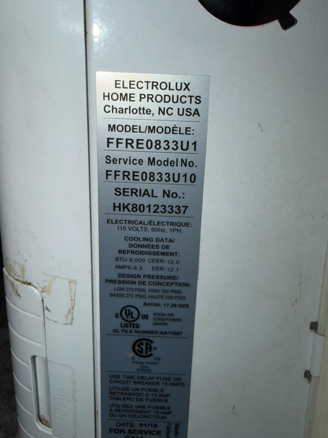 Frigidaire Window Air Conditioner FFE0833U1 - photo 2
