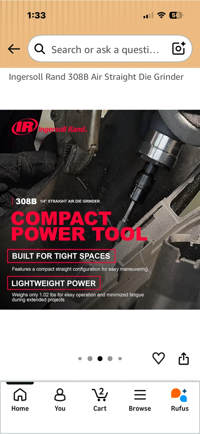 Ingersoll Rand 308B Air Straight Die Grinder - photo 5