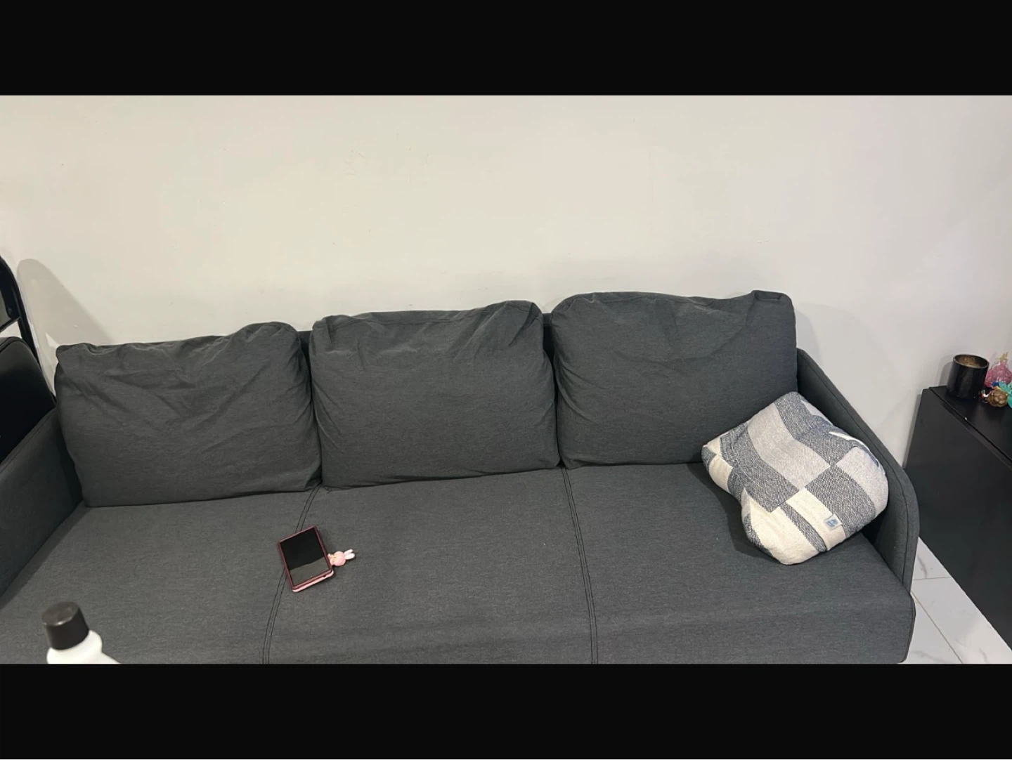 IKEA Dark Grey 3-Seater Sofa + a footstool