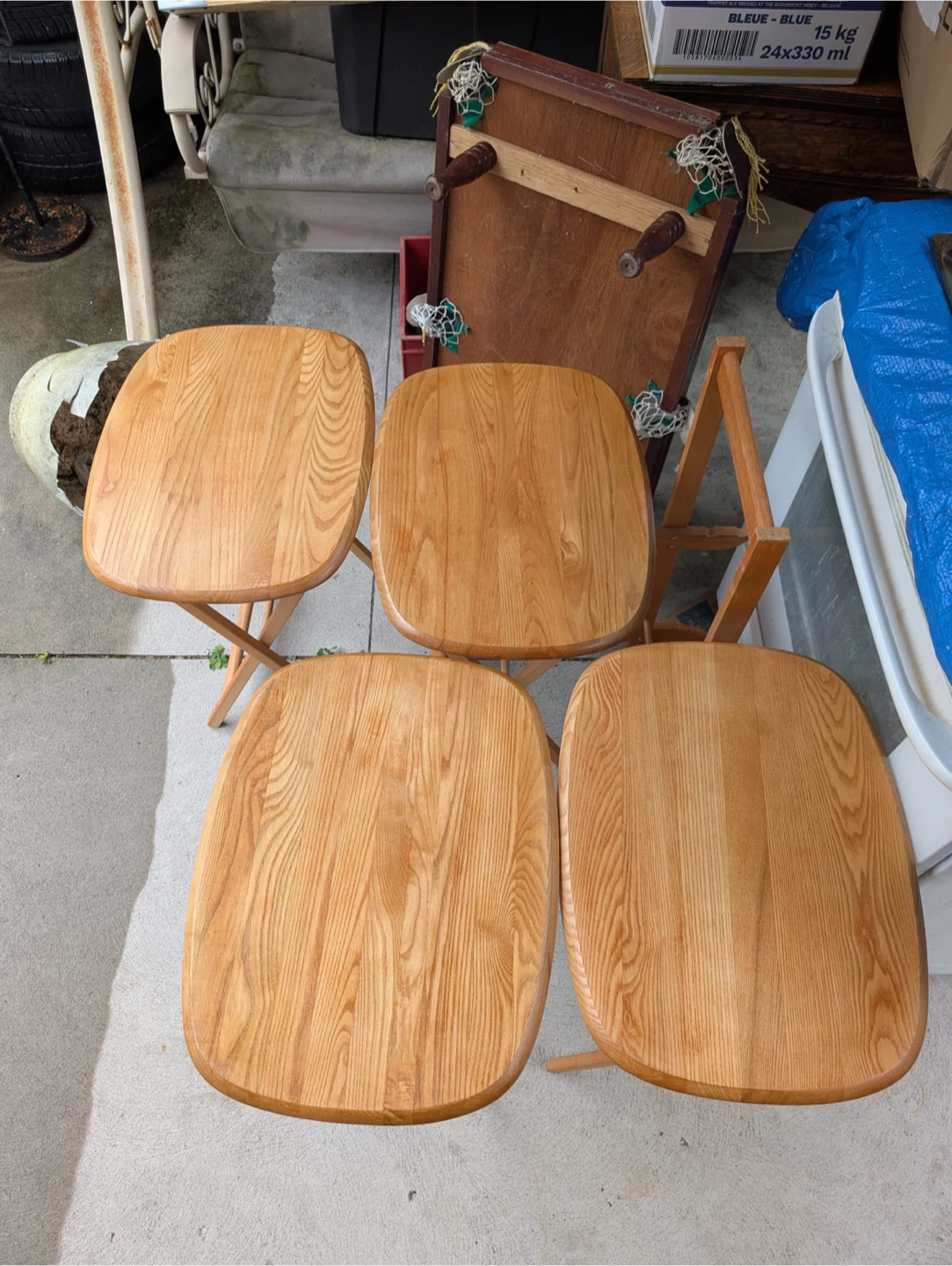 Vintage Folding Wood TV Tray Set - photo 4