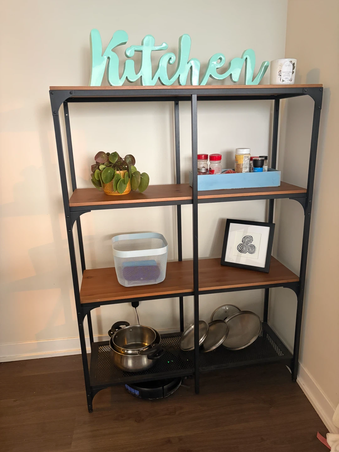 Wood and Metal Shelving Unit - photo 2