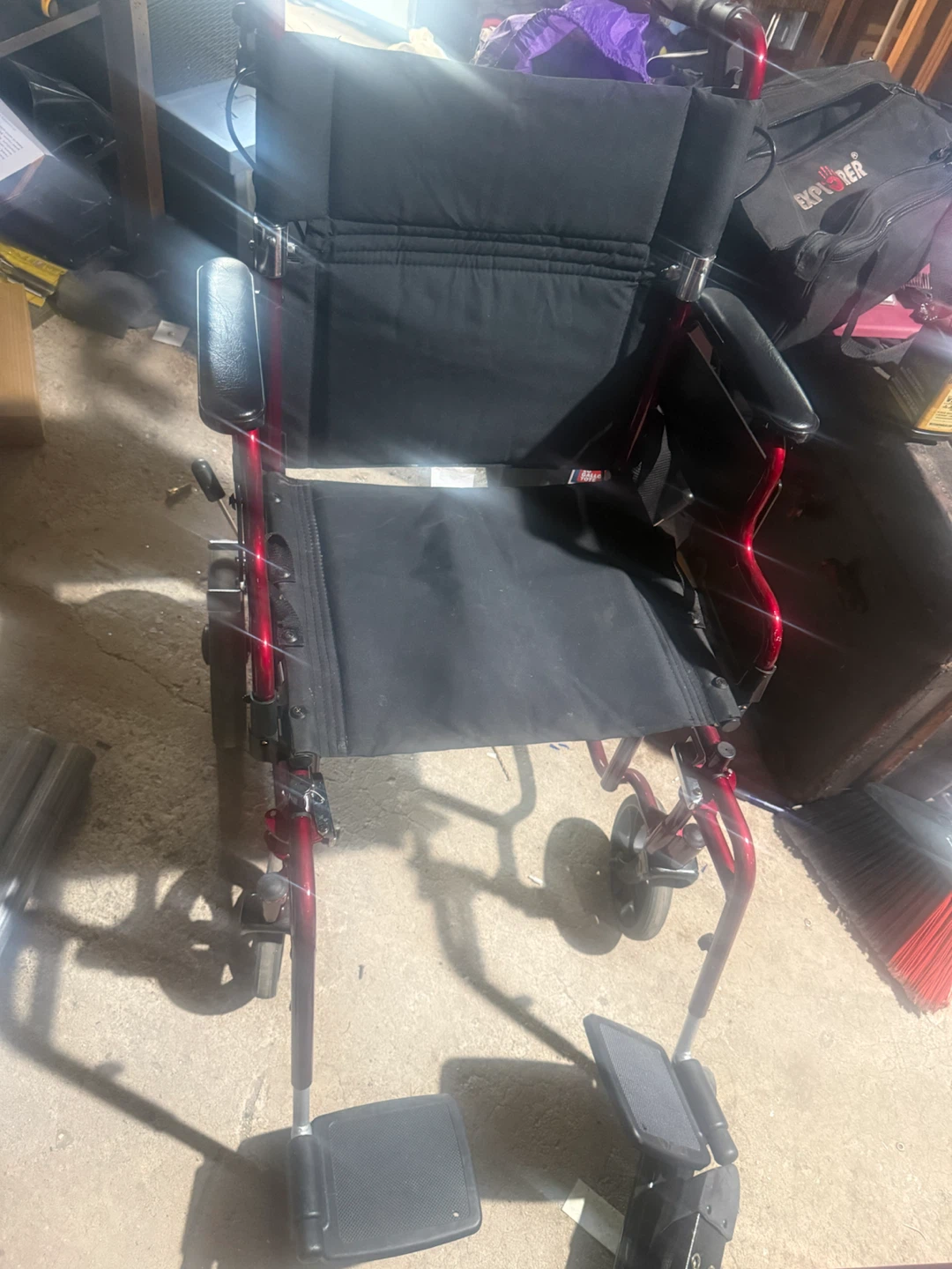 Red Transport Wheelchair