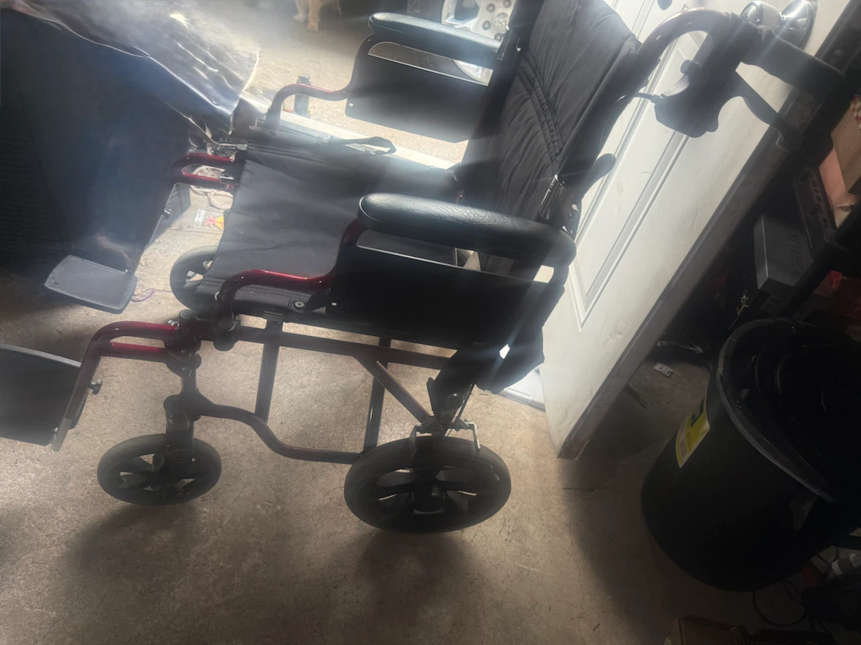 Red Transport Wheelchair - photo 2