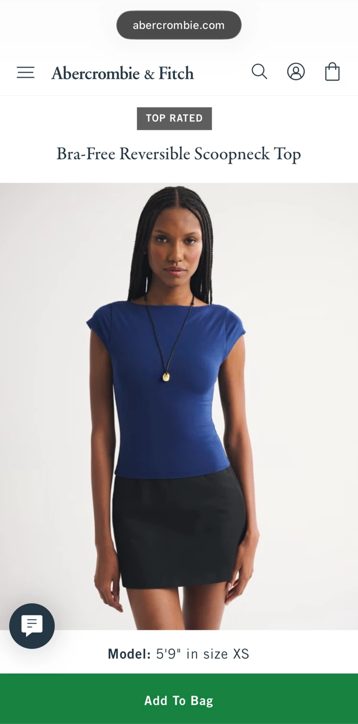 Navy blue bra-free reversible scoop neck top