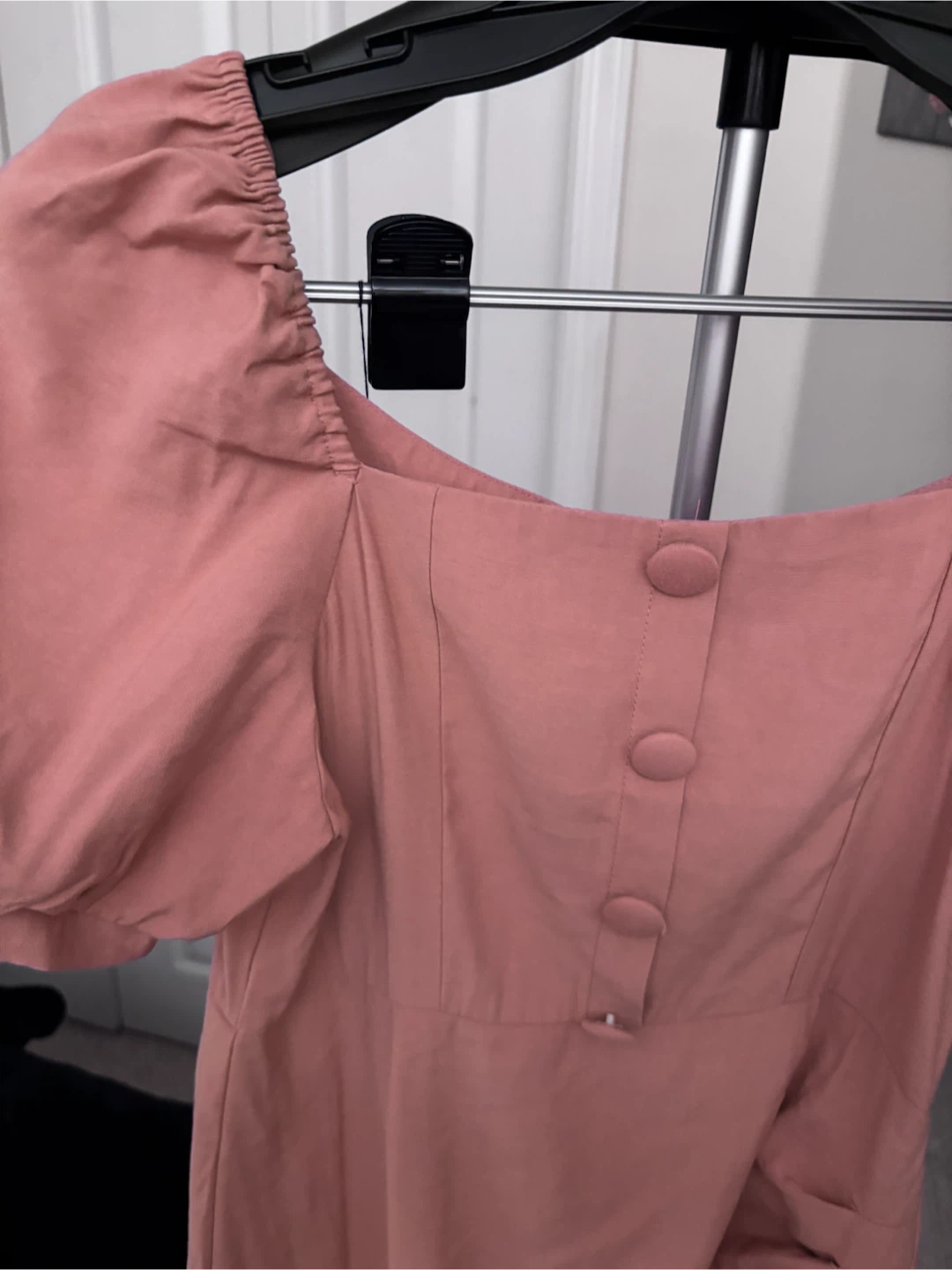 Pink Puff Sleeve Square Neck Dress - photo 2