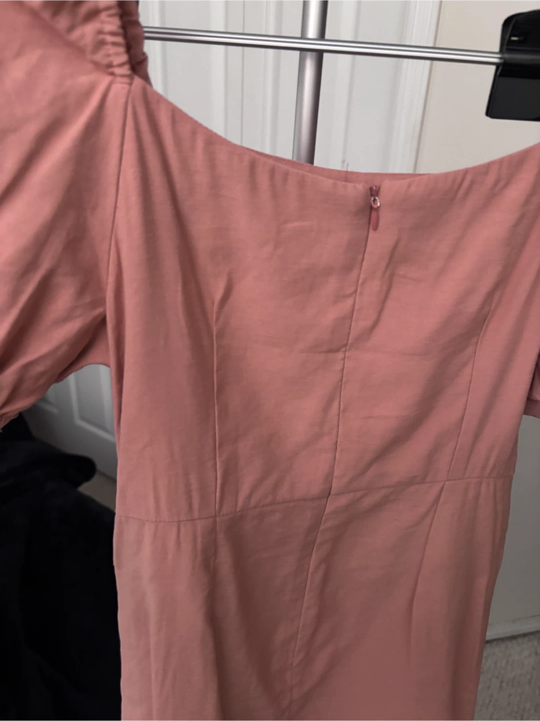 Pink Puff Sleeve Square Neck Dress - photo 3