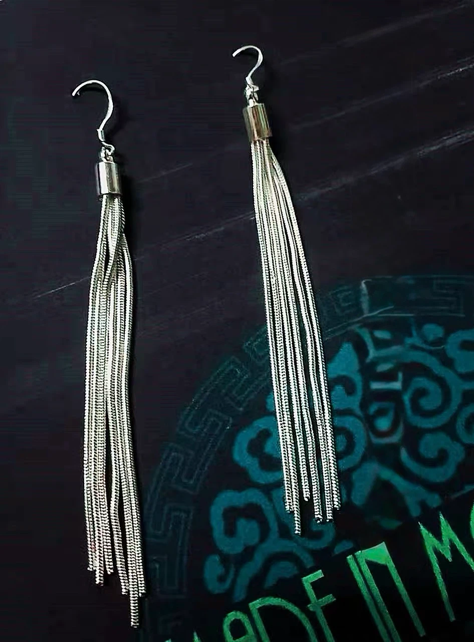 Silver Tassel Drop Earrings - photo 3