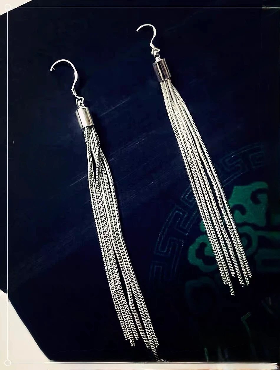 Silver Tassel Drop Earrings - photo 4