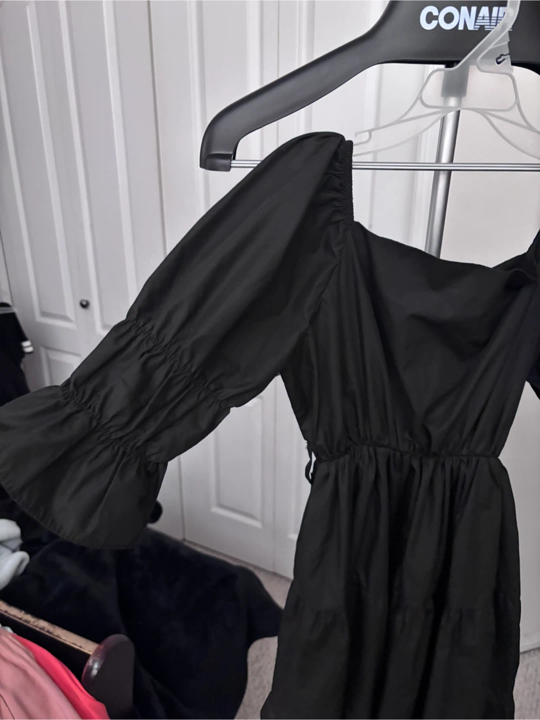 Black Puff Sleeve Tiered Midi Dress - photo 3