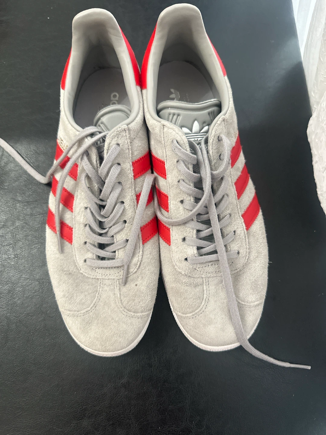 Adidas Gazelle Grey Red Suede Sneakers