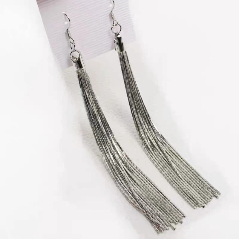 Silver Tassel Drop Earrings - photo 4