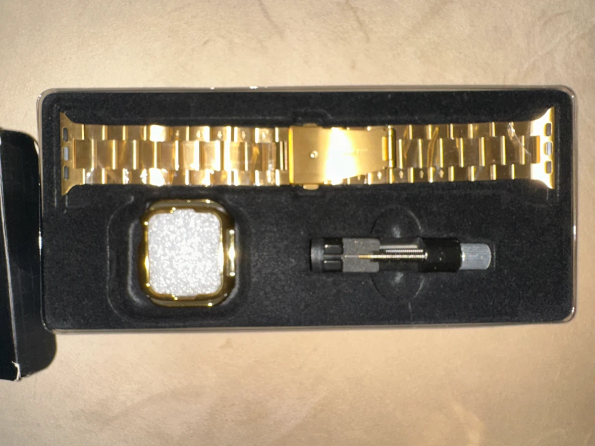 Gold Stainless Steel Apple Watch Band with Case and Tool