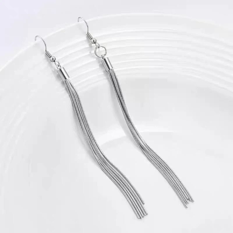 Silver Tassel Drop Earrings - photo 3