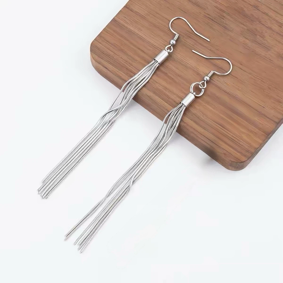 Silver Tassel Drop Earrings - photo 5