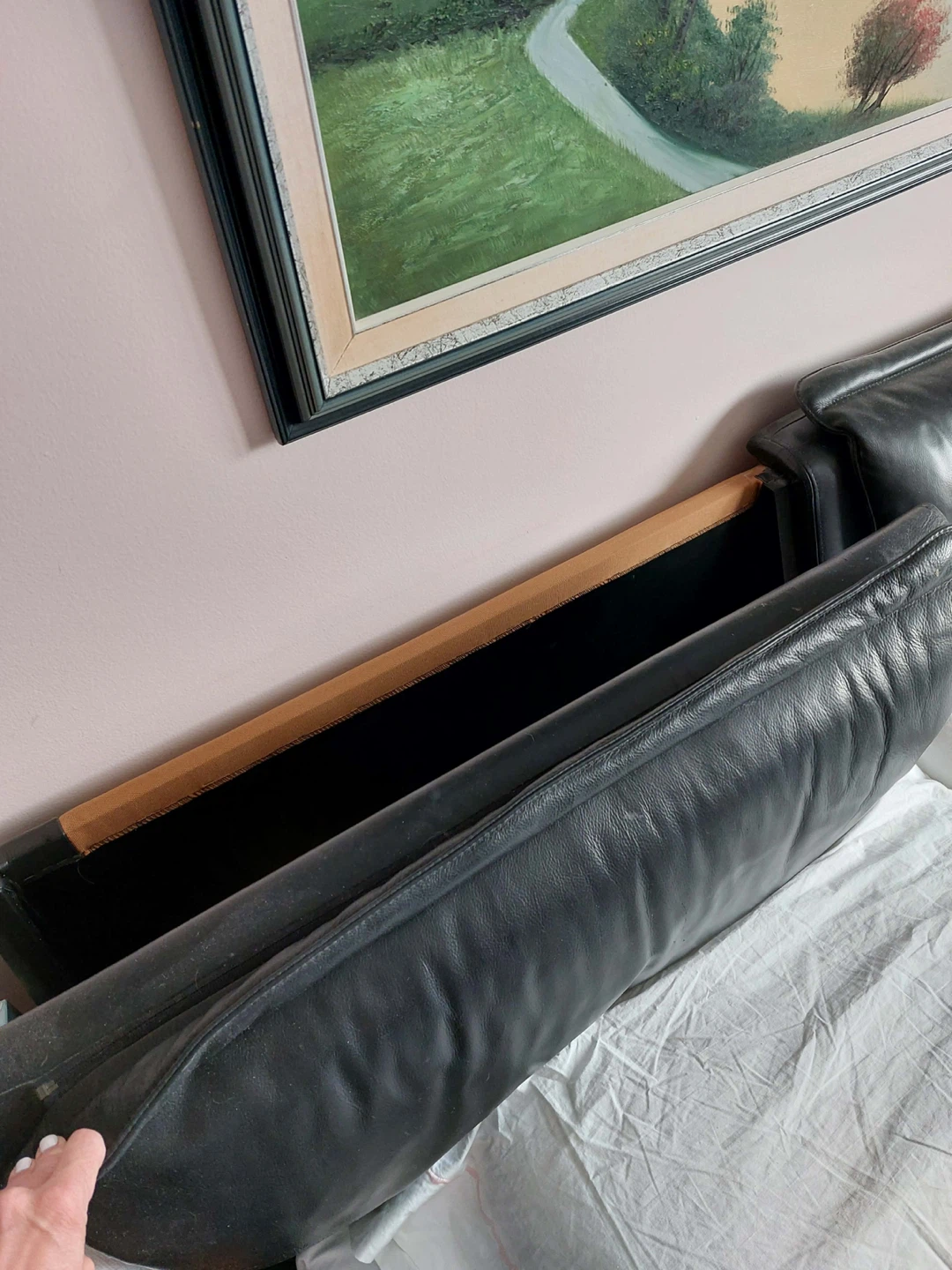 Black Leather Bed Frame + mattress if wanted - photo 4