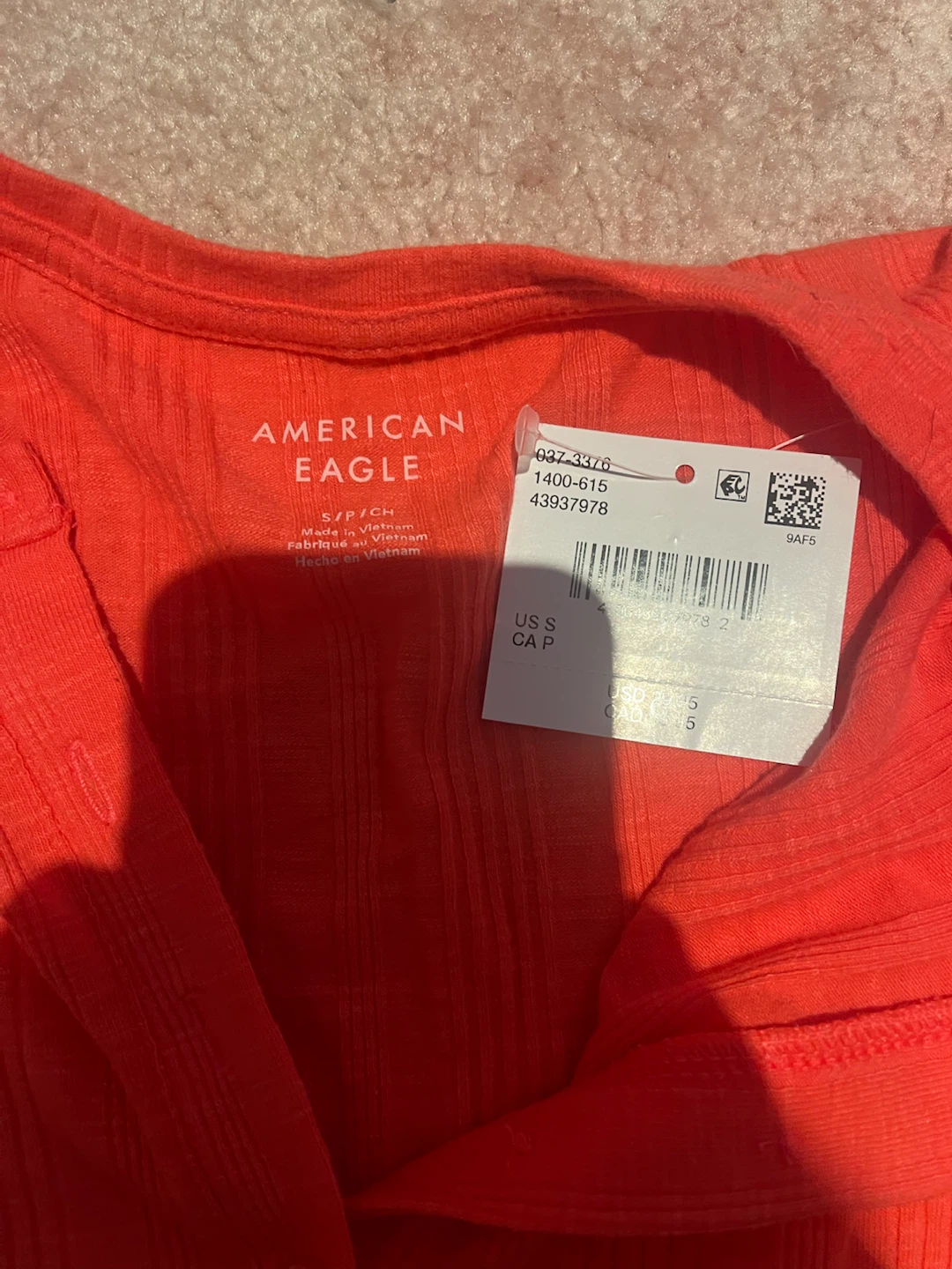 American Eagle Orange Ribbed Button-Up Shirt - photo 2