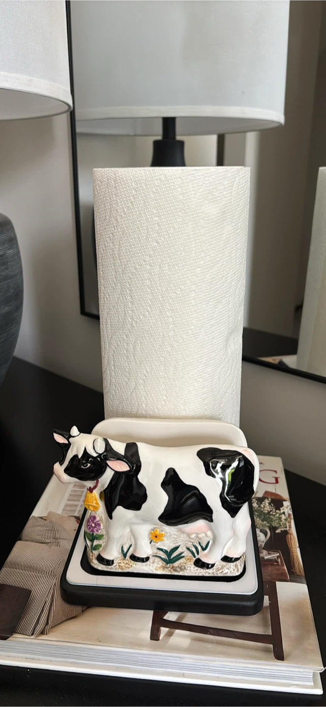 Cow Ceramic Napkin Holder with Paper Towel Stand