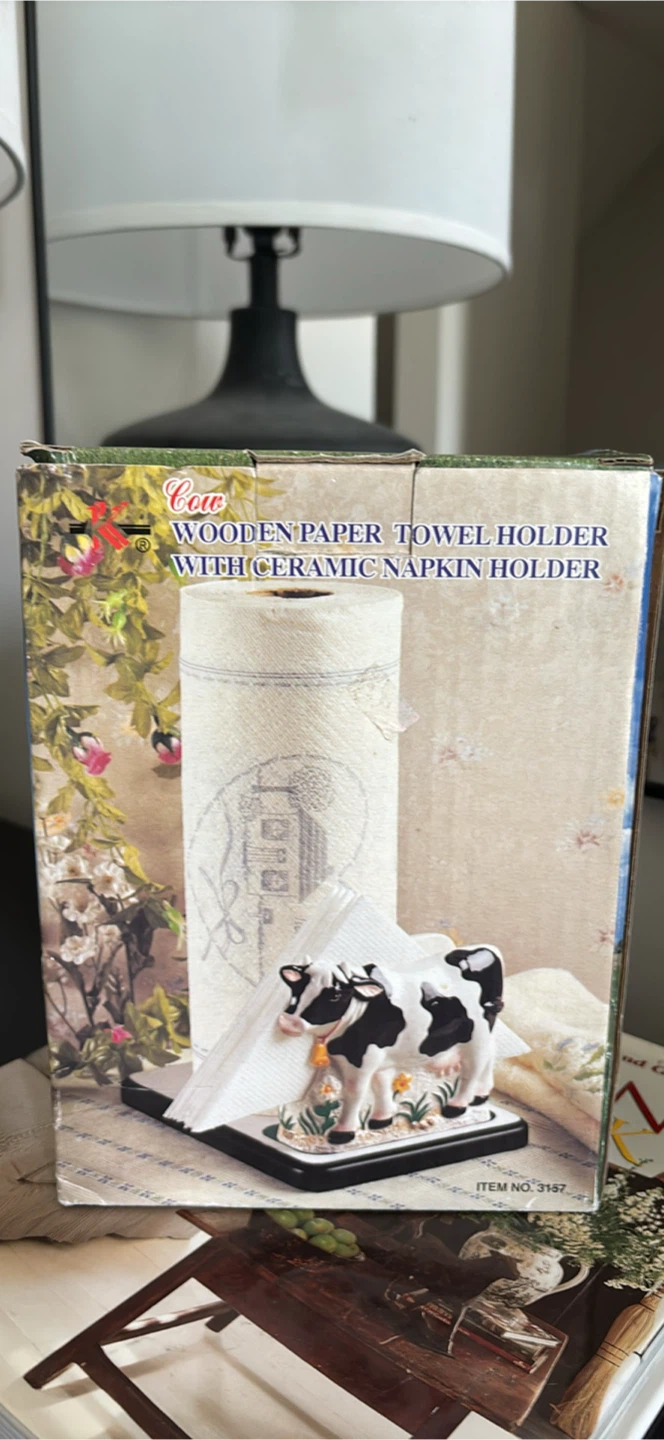 Cow Ceramic Napkin Holder with Paper Towel Stand - photo 4
