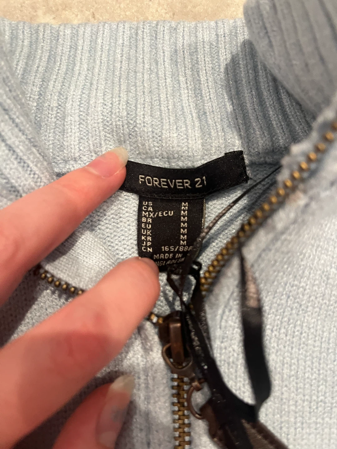 Forever 21 Light Blue Ribbed Zip-Up Sweater - photo 2