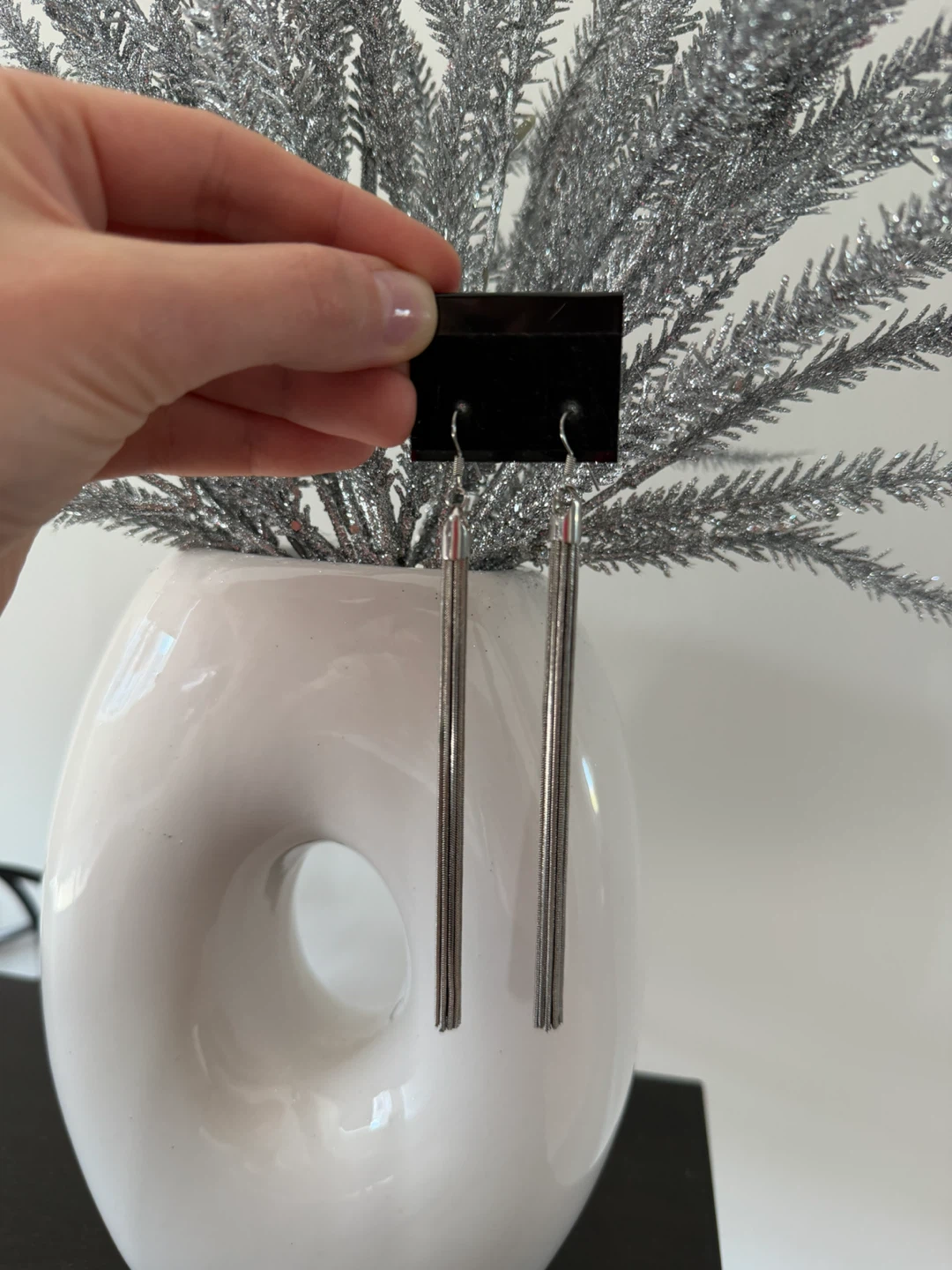Silver Tassel Drop Earrings