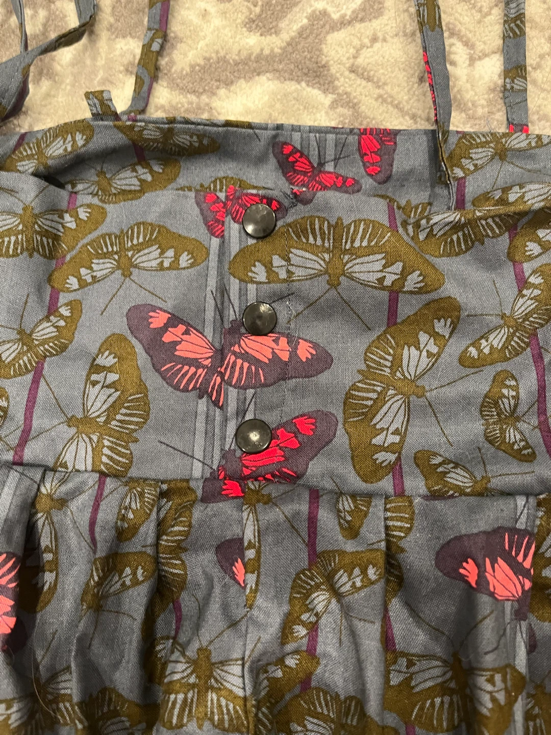 Handmade Grey Butterfly Print Shirt with Tie Straps - photo 2