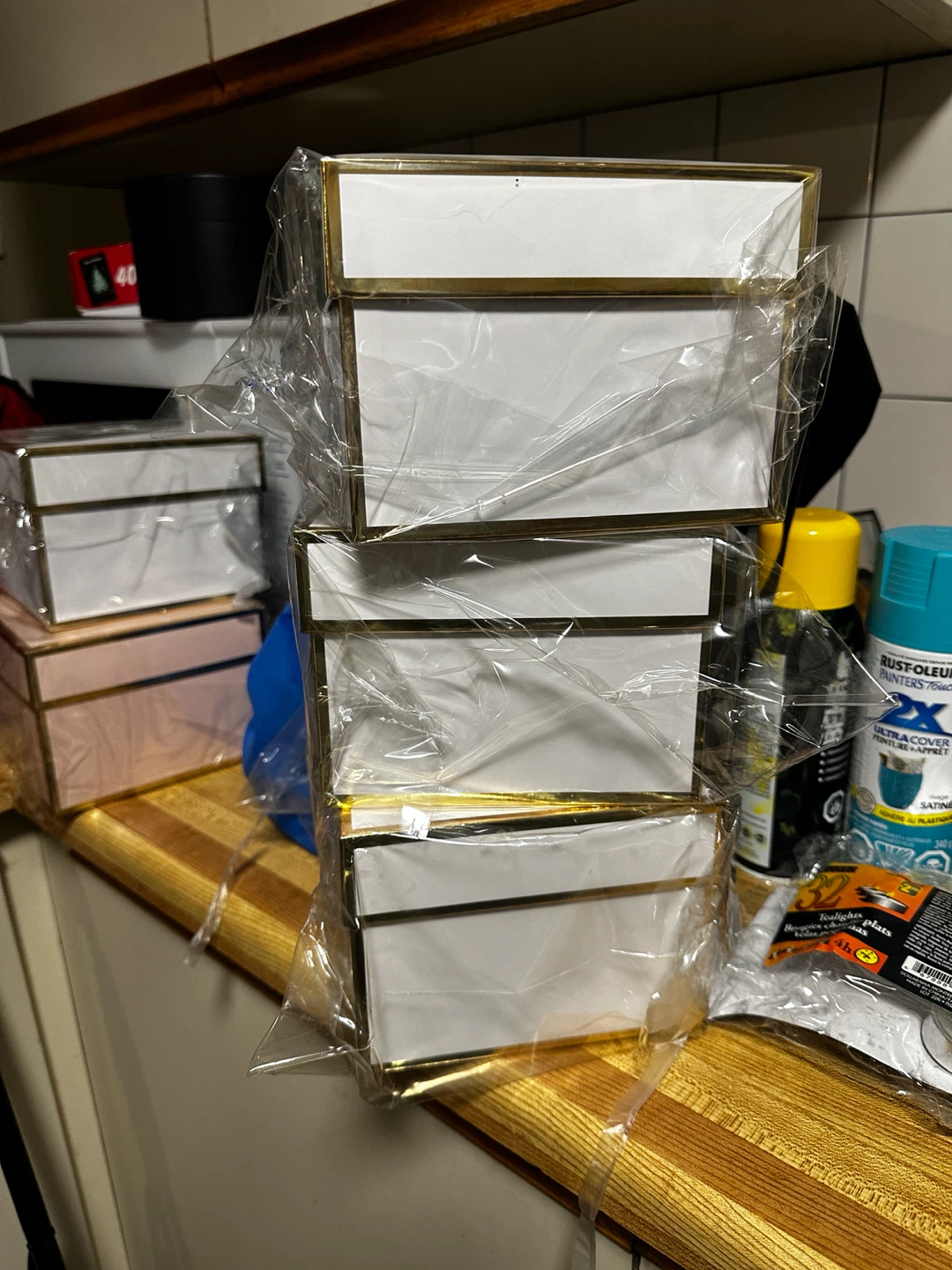 Set of 4 White & Gold Storage Boxes - photo 3