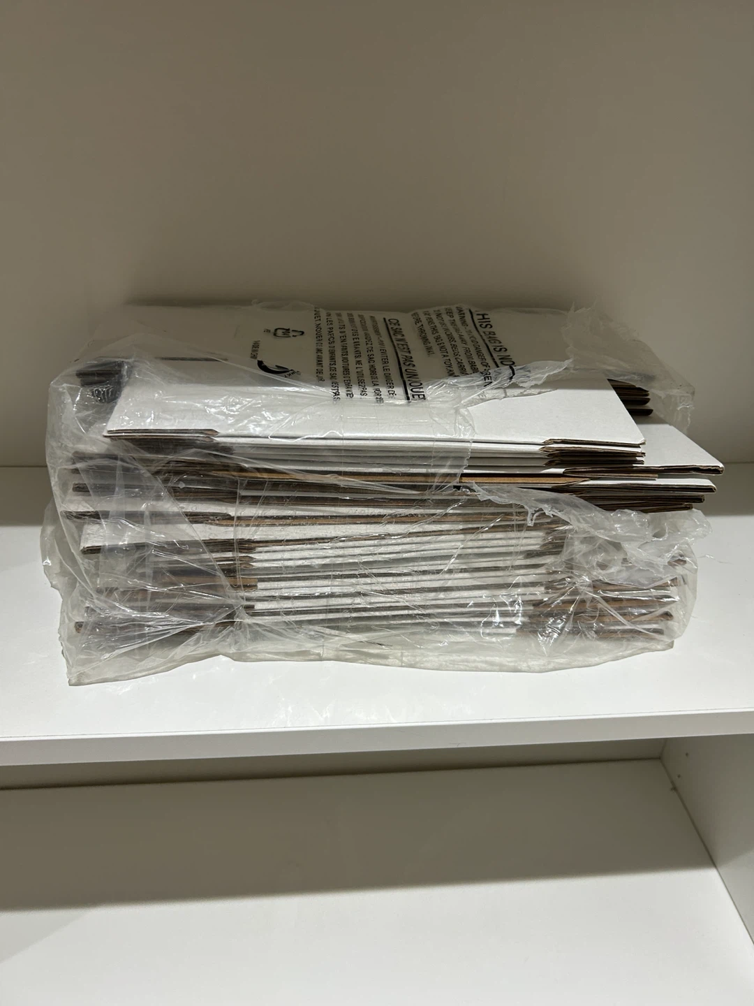Business merchandise boxes and packing material.