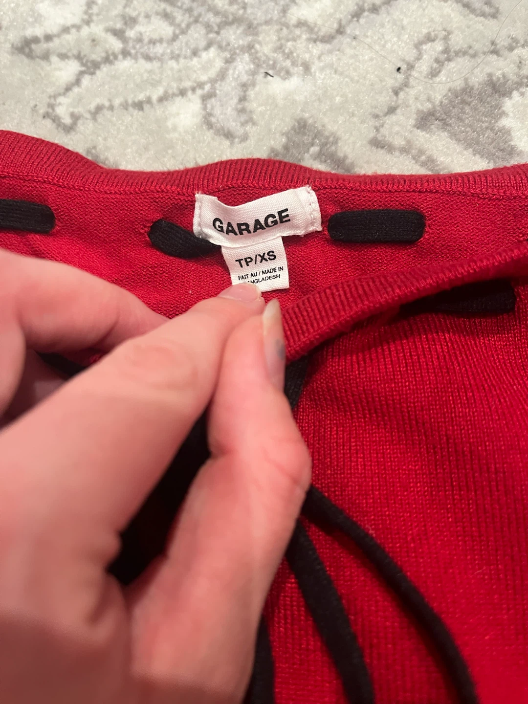 Garage Red Tie-Front Off-the-Shoulder Sweater - photo 2