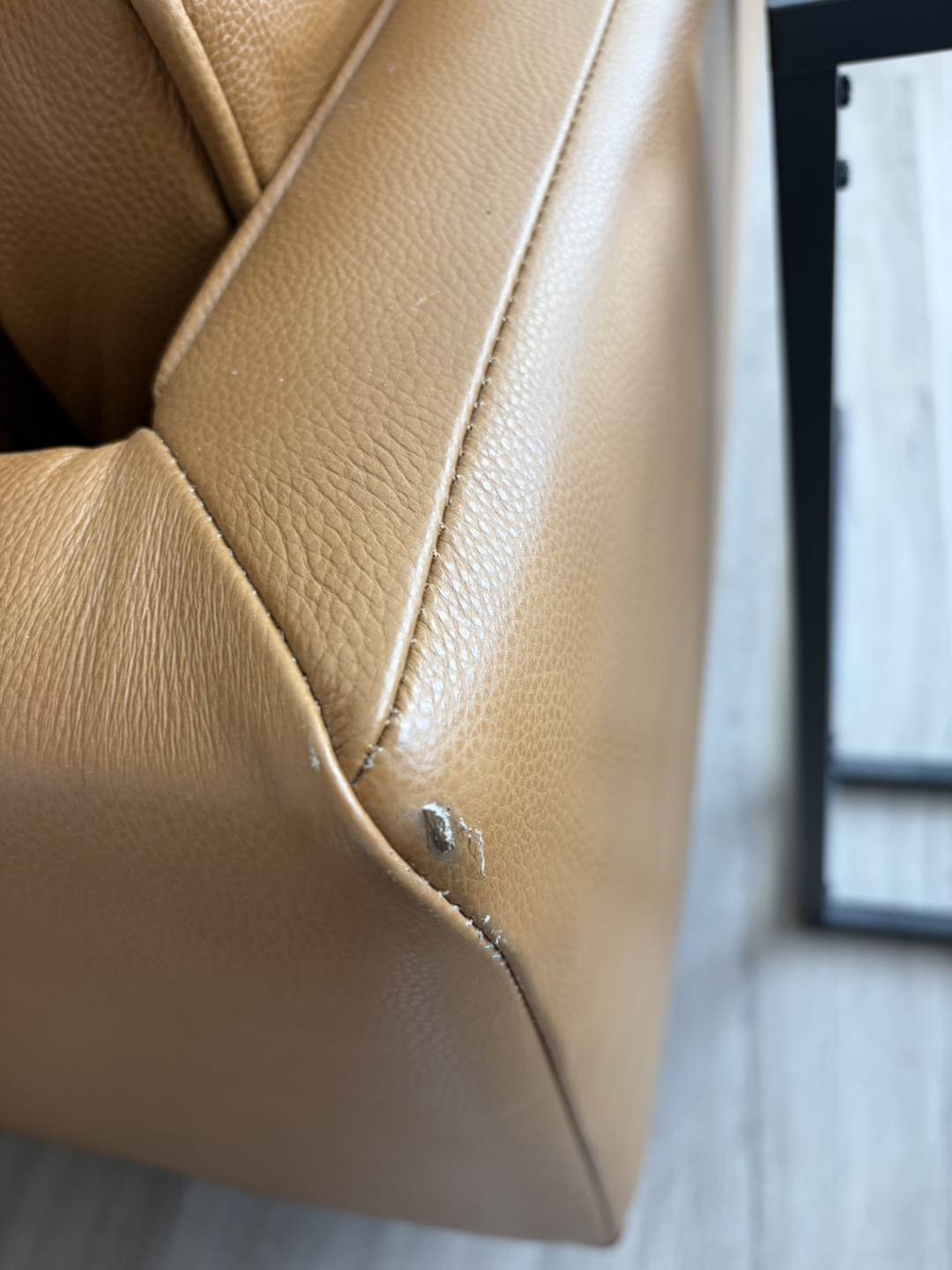 Camel Leather 3-Seater Sofa with Ottoman - photo 5