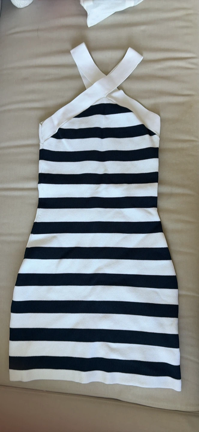 Aritzia Women's Striped Halter Neck Dress