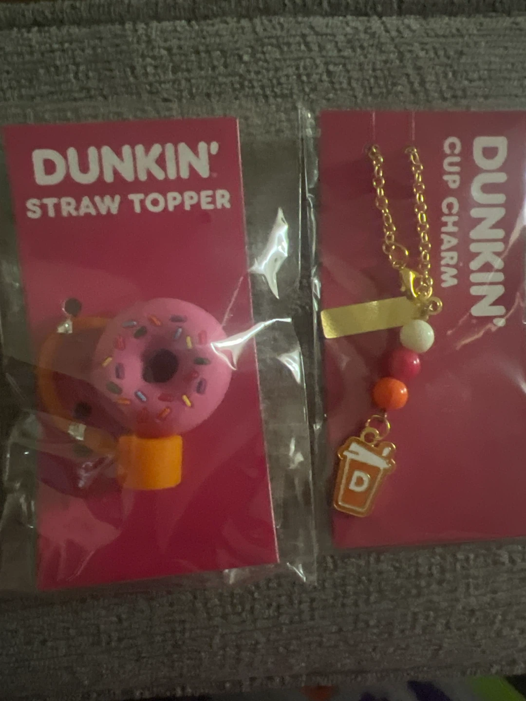 Dunkin' Straw Topper and Cup Charm Set