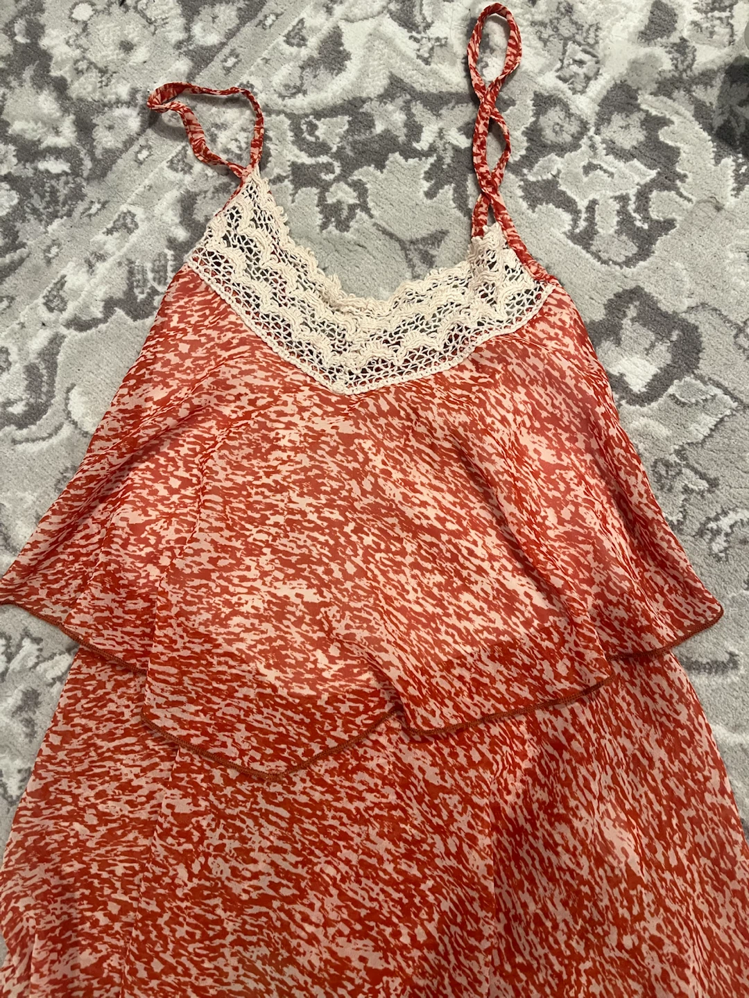 Hello Miss Orange and White Patterned Cami Top