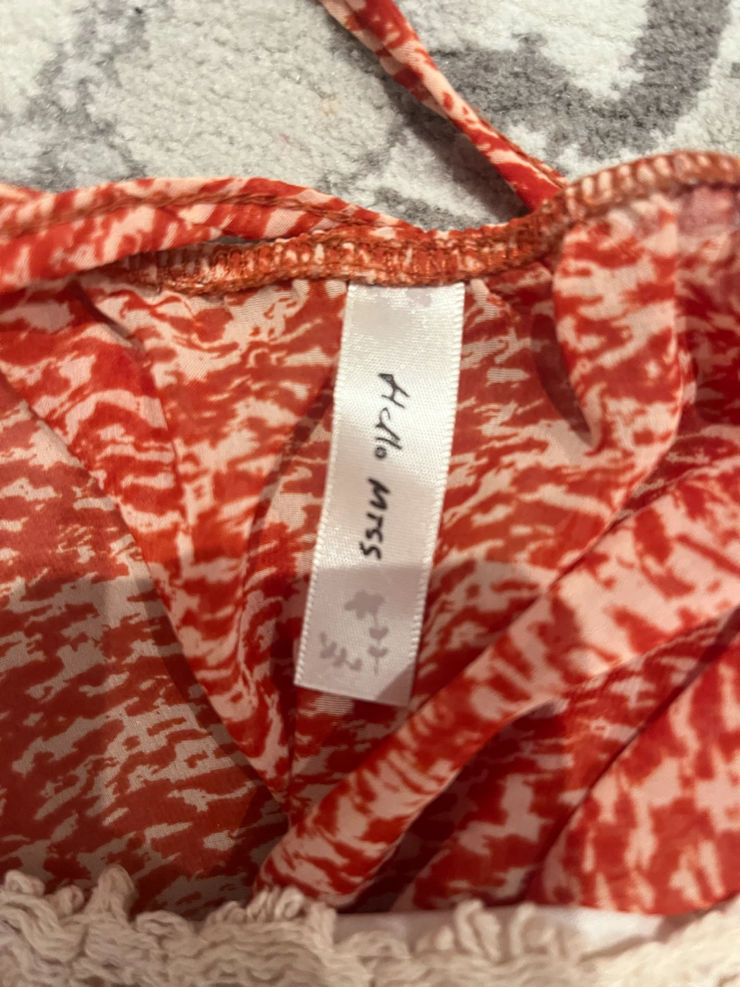 Hello Miss Orange and White Patterned Cami Top - photo 2
