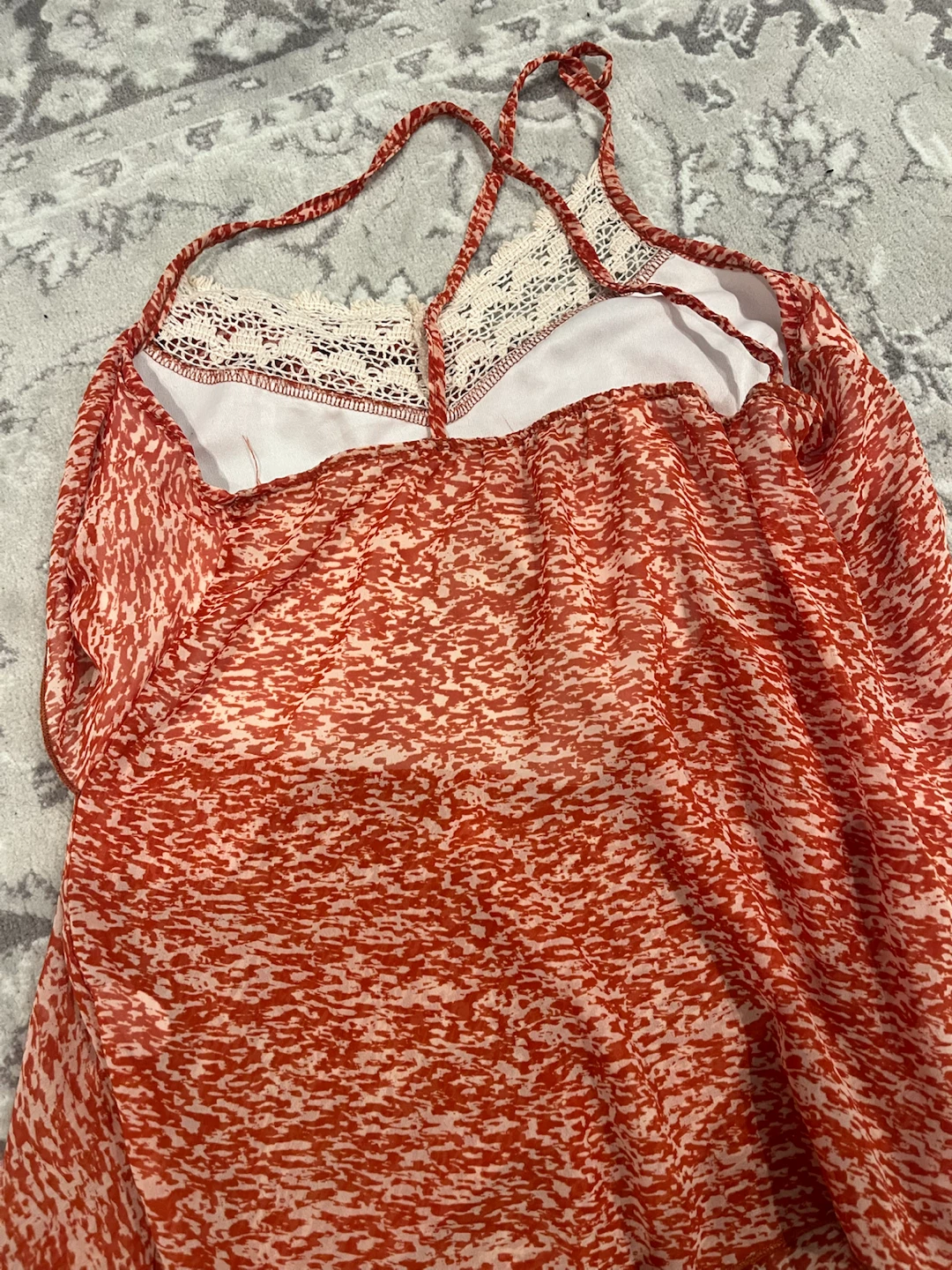 Hello Miss Orange and White Patterned Cami Top - photo 3
