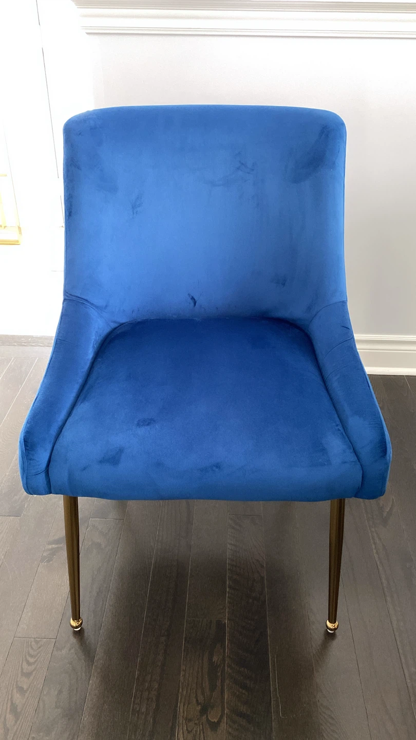 Marble Dining Table with Blue Velvet Chairs - photo 4